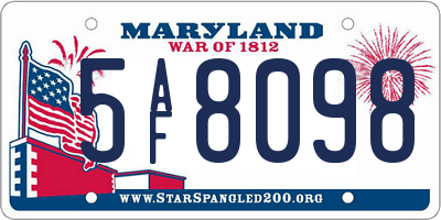 MD license plate 5AF8098
