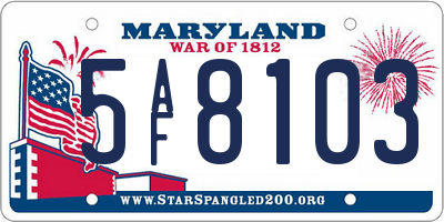 MD license plate 5AF8103