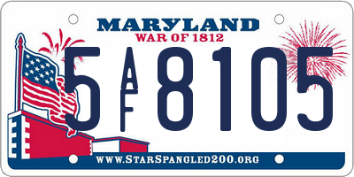 MD license plate 5AF8105