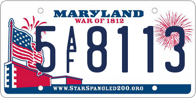 MD license plate 5AF8113
