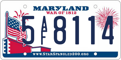 MD license plate 5AF8114