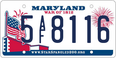 MD license plate 5AF8116