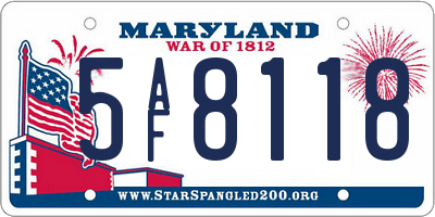 MD license plate 5AF8118