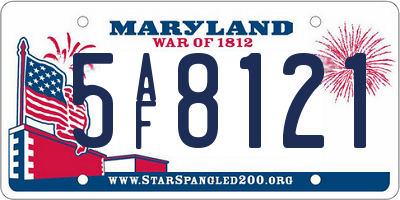 MD license plate 5AF8121