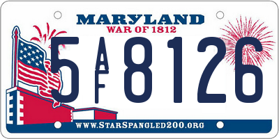 MD license plate 5AF8126