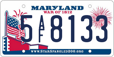 MD license plate 5AF8133