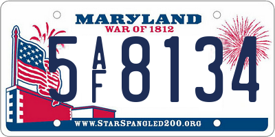 MD license plate 5AF8134