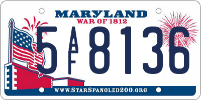 MD license plate 5AF8136