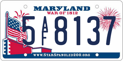 MD license plate 5AF8137