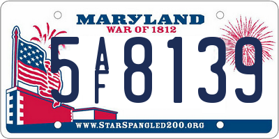 MD license plate 5AF8139