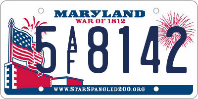 MD license plate 5AF8142