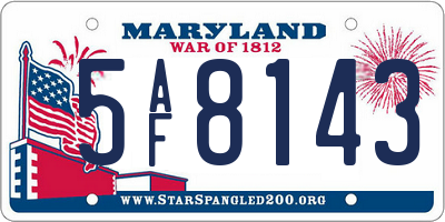 MD license plate 5AF8143