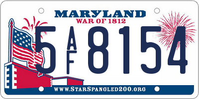 MD license plate 5AF8154