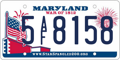 MD license plate 5AF8158
