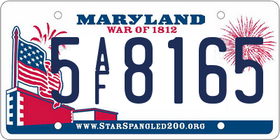 MD license plate 5AF8165