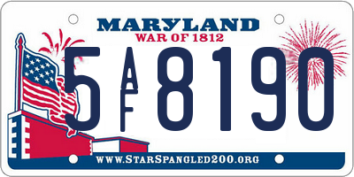 MD license plate 5AF8190