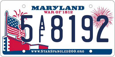 MD license plate 5AF8192