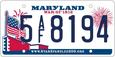 MD license plate 5AF8194