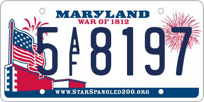 MD license plate 5AF8197