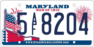 MD license plate 5AF8204