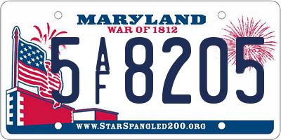 MD license plate 5AF8205