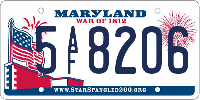 MD license plate 5AF8206