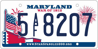 MD license plate 5AF8207