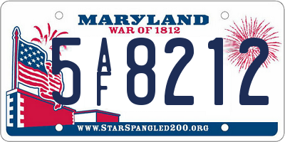 MD license plate 5AF8212