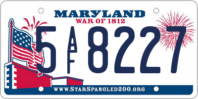MD license plate 5AF8227