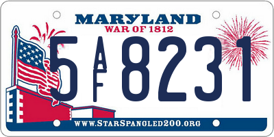 MD license plate 5AF8231