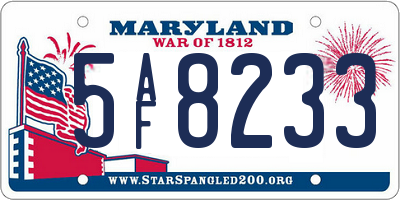 MD license plate 5AF8233