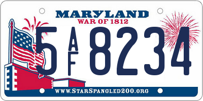 MD license plate 5AF8234