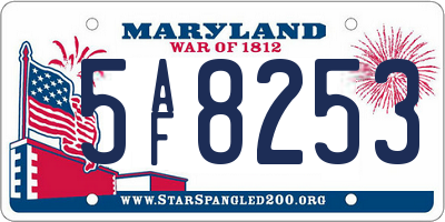 MD license plate 5AF8253