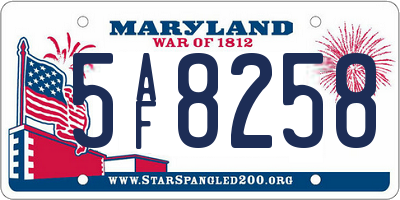 MD license plate 5AF8258