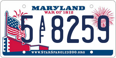 MD license plate 5AF8259