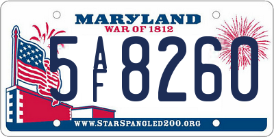 MD license plate 5AF8260