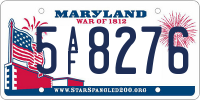 MD license plate 5AF8276