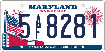 MD license plate 5AF8281