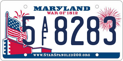 MD license plate 5AF8283