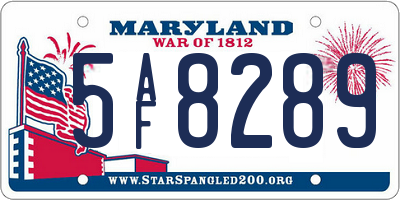 MD license plate 5AF8289