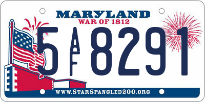 MD license plate 5AF8291