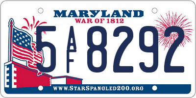 MD license plate 5AF8292