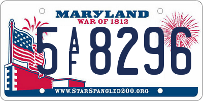 MD license plate 5AF8296