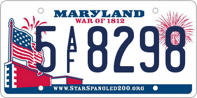 MD license plate 5AF8298