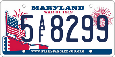 MD license plate 5AF8299