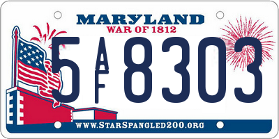 MD license plate 5AF8303
