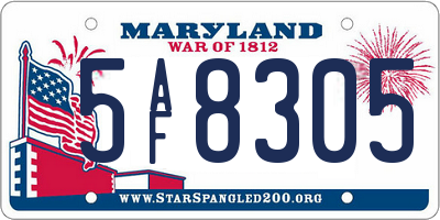 MD license plate 5AF8305