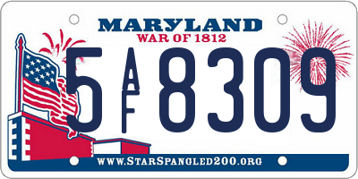 MD license plate 5AF8309