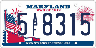 MD license plate 5AF8315