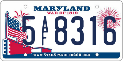 MD license plate 5AF8316